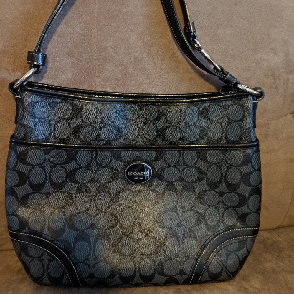 EUC Black and Grey Coach shoulder bag